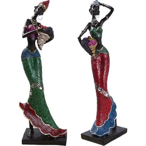 African Women Figures Sculpture Craft Art Collection Home Desktop Decoration