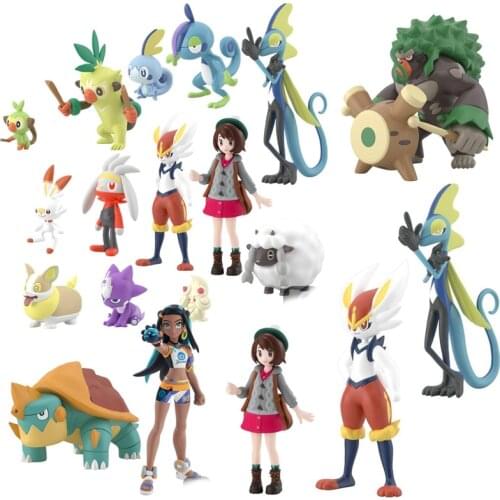 Bandai Genuine EX CASHAPON Pokemon Action Figure SCALE WORLD Doll Galar Region Set Yuuri Grookey Drizzile Thwackey Eldegoss