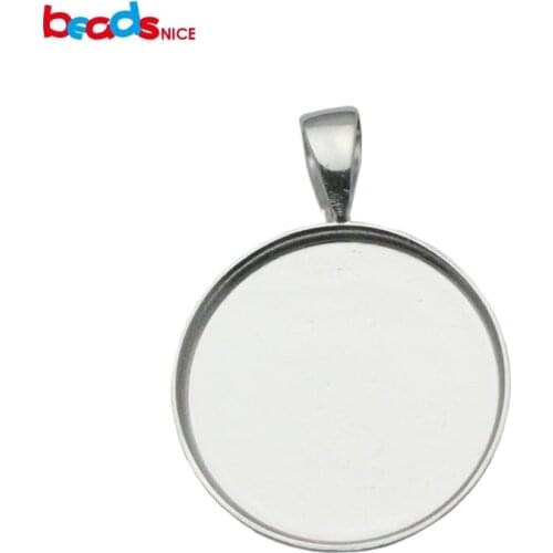 Beadsnice 19mm round pendant tray 925 sterling silver circel bezel setting for coin wholesale jewelry findings ID 33827