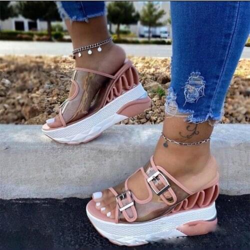 Plus size wedge heels shoes women sandals fashion casual 2021 summer sandals women shoes comfortable rubber heels female shoe
