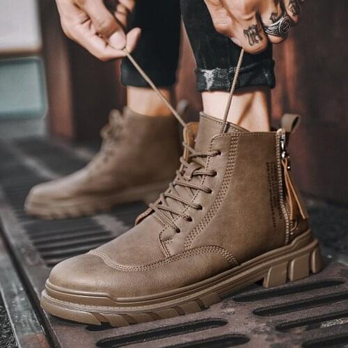 Winter Spring Autumn Mens Casual Designer Shoes male boots Non-slippery Leather Ankle Boots for Men Botas De Trabajo Hombre