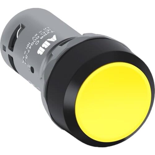CP2-10Y-02 62000056 Compact Pushbutton - Maintained - Flush - Yellow - Non-illuminated - Black plastic - 2NC