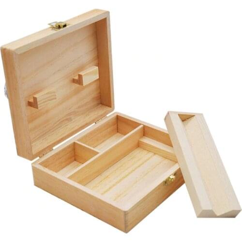 Cournot Wooden Stash Box With Rolling Tray Natural Handmade Wood Tobacco and Herbal Storage Box For Smoking Pipe Accessories