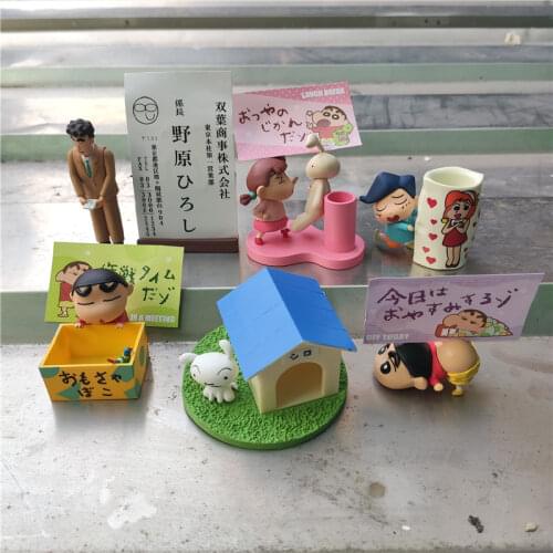 Bandai Crayon Shinchan Figures Blind Box Figurine Doll Gift 6pcs Model Toy Colections Kids Gifts
