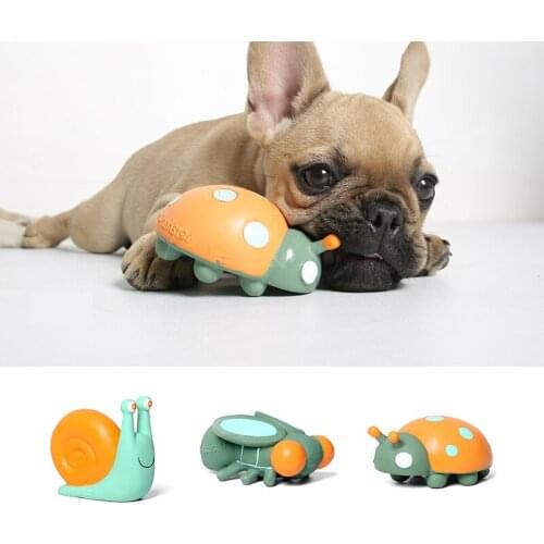 Dog Toy Q-MONSTER Thick Walled Natural Rubber Squeaky Chew Toy Insect Interactive Toy for Dog Teeth Cleaning