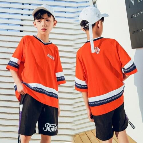 Girls Boys Hip Hop Ballroom Dancing Costumes for Kids Jazz Dance Costumes Party Clothes Stage Wear Shirt Short Pants Outfits