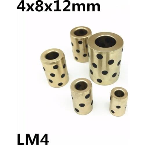 4x8x12 mm linear graphite copper set bearing copper bushing oil self-lubricating bearing JDB LM4UU LM4