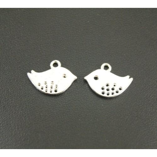 50 pcs 4 Colors Cute Little Bird Charm Pendant Metal Bracelet Necklace Jewelry Findings