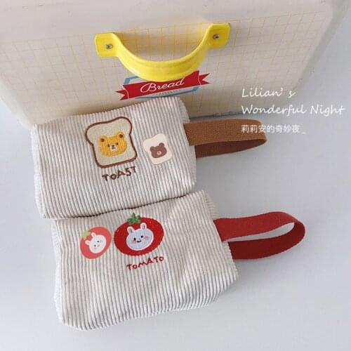 Cartoon Bear Corduroy Soft Pink Pencil Case Student Stationery Pencil Bag Cute Large Capacity Canvas Storage Bag School Supplies