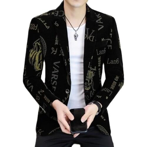 2021 High Quality Mens Classic Velet Print Slim Fit Blazers Male Casual Business Luxury Suit Jackets Men Wedding Dress Clothing