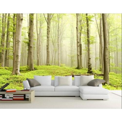3d wallpaper custom mural non-woven wall sticker 3d Birches grass in the early morning painting photo 3d wall murals wallpaper