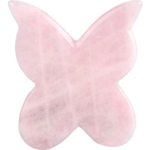 Jade Gausha Tool Scraping Apparatus Face Massage Butterfly Gua Sha Rose Quartz Guasha Board