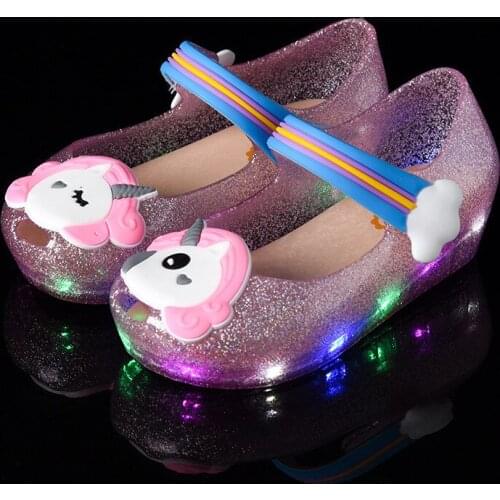 Jelly glitter 2018 new jelly fish head child girl shoes sandals luminous shoes girls