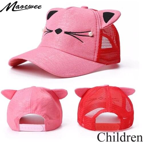 New Cute Baby Baseball Cap Cat Ears Lovely Boy Girl Kids Snapback Hat Spring Summer Embroidery Children Cotton Sun Hat Visor Cap