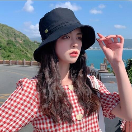 Summer Women Bucket Hat Solid Color Fisherman Hat For Female Fashion Panama Cap Girls UV Protection Sun Hats Outdoor Beach Cap