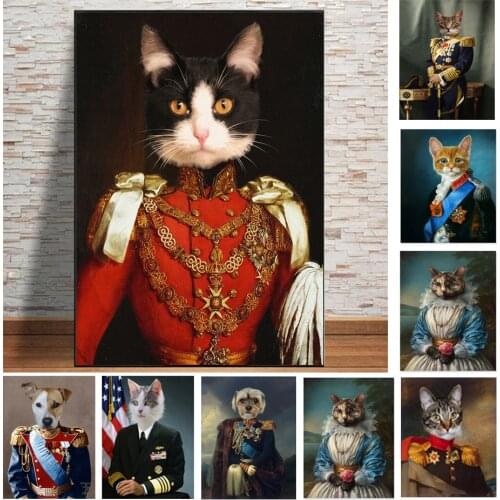 Custom Renaissance Pet Portrait Birthday Gift Dog Art Regal Loss Gift Canvas Painting Wall Prints Pictures Posters Home Decor