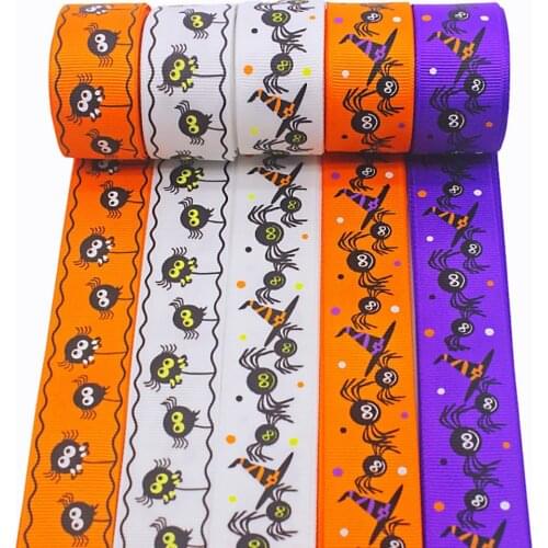 1 '25mm Halloween ribbon 10 yards DIY handmade material headdress Hair bow holiday decoration Grosgrain ribbons