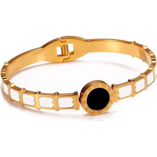 Luxury Gold Plated Stainless Steel Charm Bangles For Women Girls Wedding Party Cuff Fashion Bangles Birthday Gift