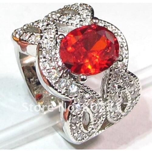 SHUNXUNZE Charm Lovely Engagement Wedding rings Jewelry for women accessories Red Cubic Zirconia Rhodium Plated R337 size 6 7 8