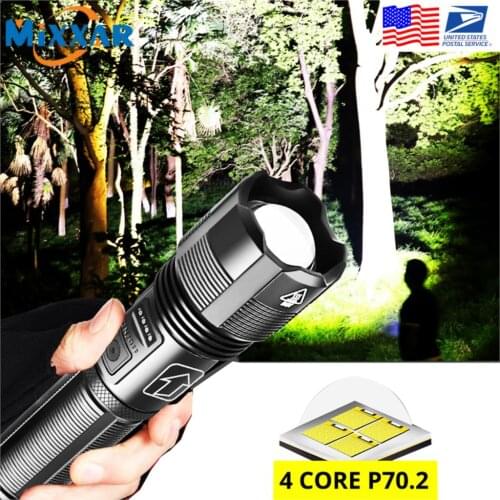 ZK20 Dropshipping LED Flashlight Super Bright 4 Core P70.2 Power Display AAA or 18650 Torch Flashlights for Hiking Camping