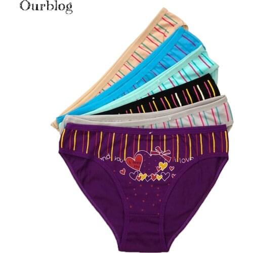 OURBLOG 5Pcs /Lot Women Underwear Girls Cotton Sexy Panties Ladies Cute Ribbon Knickers Briefs Intimates Lingerie SIZE M L XL