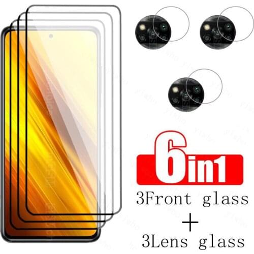 6 in 1 Protector Glass For Xiaomi Poco X3 NFC Screen Protector Camera Tempered glass On Xiaome poko pouco X3 nfc protective Glas