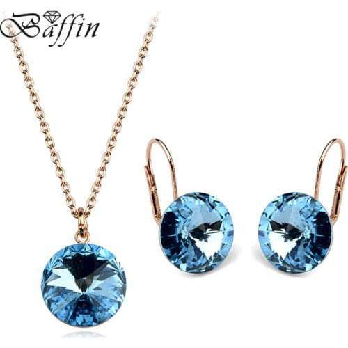 BAFFIN Fashion Bella Pendant Necklace Dangle Earrings Rose Gold/Silver Color Jewelry Sets For Women Crystals From Austria