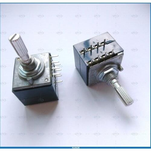 1 PCS X 50K x 2 Metal Shaft Type RH2702 Potentiometer POT 8Pin Double 50K