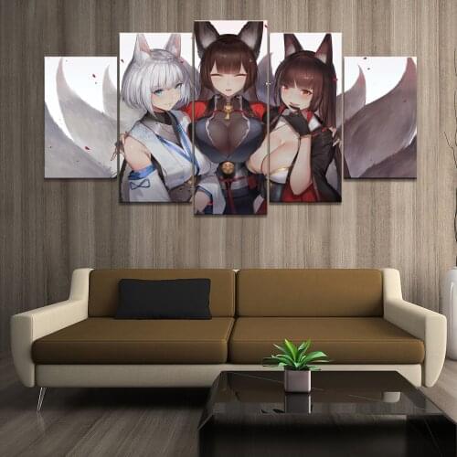 5 Panel Akagi Azur Lane Game Poster Canvas Printed Painting For Living Room Wall Art Decor Picture Artworks Poster
