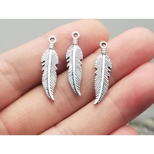 50pcs/lot--7x27mm, Antique silver plated Dream catcher feather Charms ,DIY supplies, Jewelry accessories