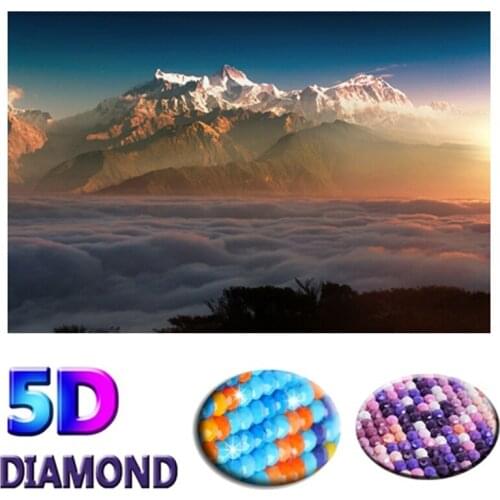 Diamond-Painting Snow Mountain Broderie Diamant Scenic Cross-Stitch European And American Style Home Decor Round Diamond Art