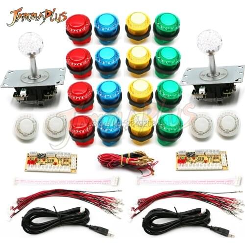 Arcade DIY LED Kit with Zero Delay USB Encoder To PC Arcade Games 8 Way Joystick + 5V LED Illuminated Arcade Push Buttons