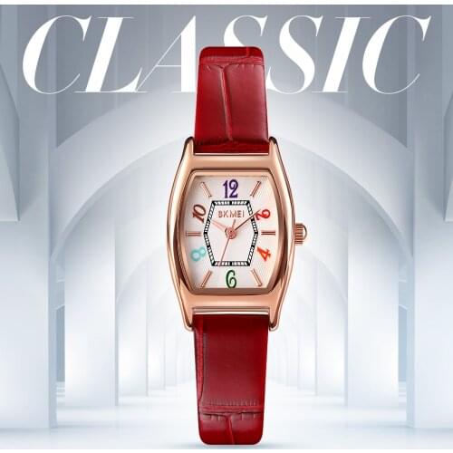 SKMEI Classic Quartz Watch For Women Fashion Rectangle Womens Wristwatch Bracelet Leather Band Female Watches reloj mujer 1781