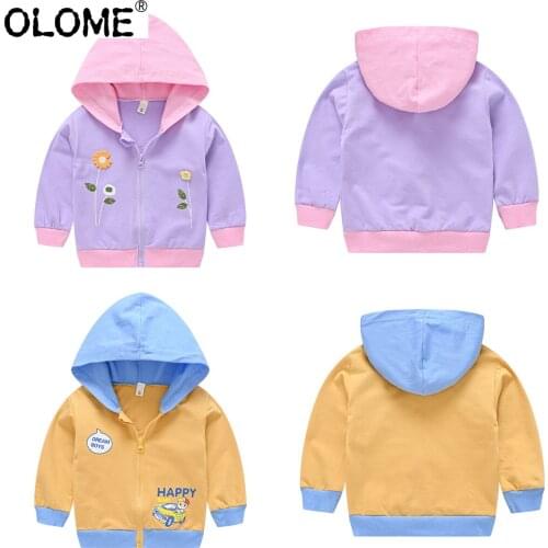 OLOME Toddler Hooded Jacket Spring Baby Girls and Boy Jacket 2-7 Years Children Coat Free shipping Infant Clothing Kids Outwear