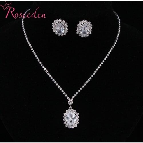 Elegant Bridal Wedding Jewelry Set Teardrop Cubic Zirconia Necklace Earrings Sets Engagement Gift Wedding Jewelry RE801