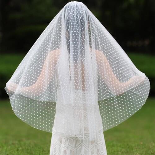 Real Photos 2 Layers Short Wedding Veil with Dot Net Ivory 2 T Bridal Veil Romantic Veil for Bride Wedding Accessories