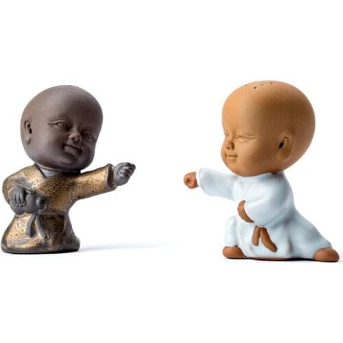 Chinese Tea Pet Kung Fu Tea Set Buddha Statue Monk Little Monk Tea Pet Purple Ceramic Crafts Decorative Ceramic Ornaments K003