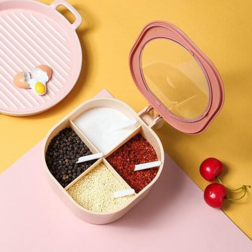 Creative home combination compartment seasoning box kitchen supplies four storage integrated multi-compartment seasoning cans
