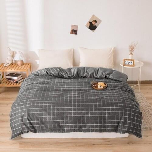Relaxing Gray Grid Bedding Set Duvet Cover Set Pillowcase Home Textiles 2/3pcs Bed Linen King Queen Size Dropship
