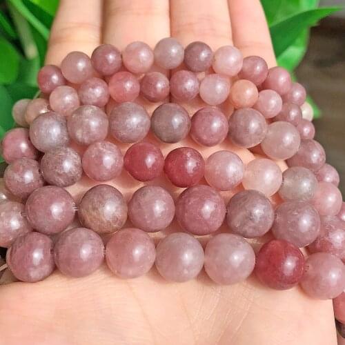 Natural Stone Beads Strawberry Quartz Round Loose Beads For Jewelry Making Bracelet 15 inches 6/8/10/12mm Diy Jewelry