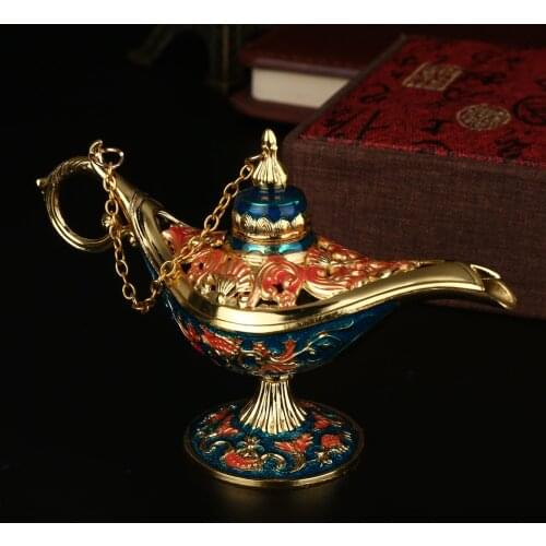 Small Fairy Tales Retro Magic Lamp Creative Censer Panto Genie Oil Lamp Zinc Alloy Decoration Craft Movie Cosplay Prop Crafts