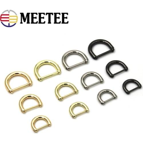 Meetee 5/10pcs ID13/16/20mm Metal D Ring Buckle Bag Loops Screw Replace Hanging Hook DIY Luggage Decor Buckles Hardware Parts