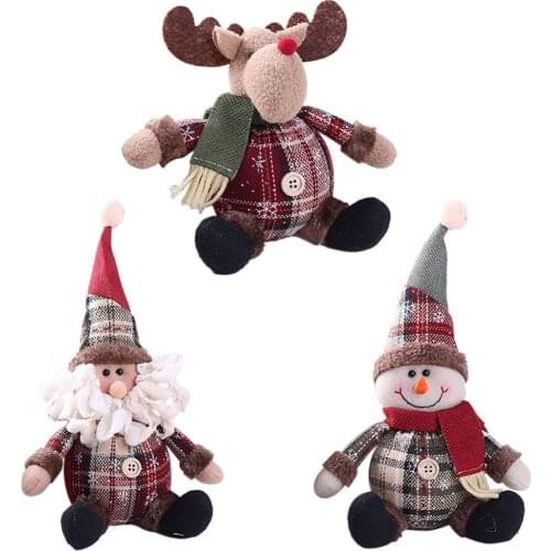 Cute Christmas Santa Claus Snowman Elk Doll Toys Christmas Tree Hanging Ornament Decoration for Home Xmas Party New Year Gifts