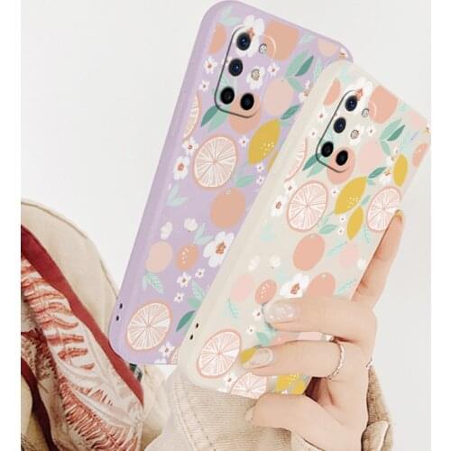 Sweet Fruit Liquid Silicone Phone Case For Oneplus 8t 9 9pro 9r pro Soft Back Cover