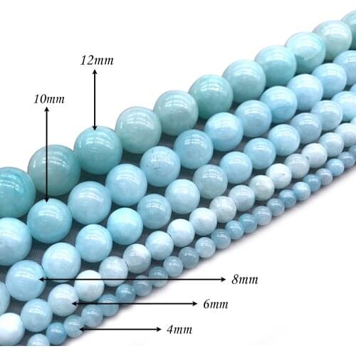 Natural Stone Bluish White Round Loose Charm BeadsFitMulti-purpose Jewelry Making 4 6 8 10 12MMPick Size J326