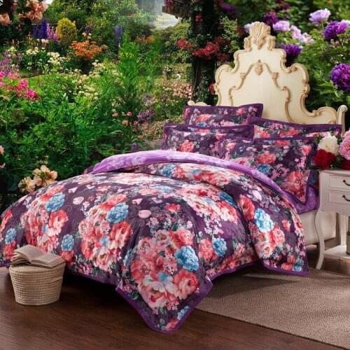 New 100% Cotton Flower jacquard floral Luxury Royal Bedding Set King Queen Wedding Bed Sheet set Duvet cover Pillowcases 4pcs