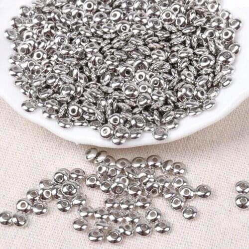 5x2mm 500pcs Silver and Gold CCB Flat Round Wheel Spacer Beads For Jewelry making DIY KL34