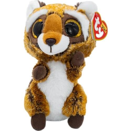 New Product 6 inch15cm Ty Big eyes plush peas plush animal Brown Raccoon collection doll boy girl child birthday Christmas Gift