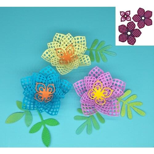 Hollow 3 in 1 Flower Metal Cutting Knife Mould Paper Crafts Scrapbook Card Template DIY Decoration Accessories