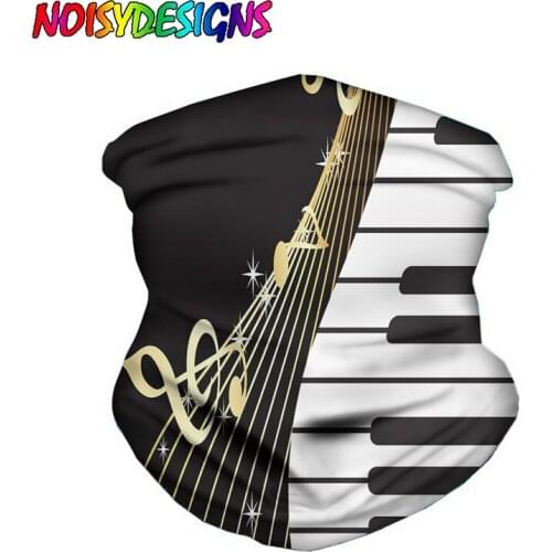 NOISYDESIGNS 3D Music Notes Print Magic Headbands Face Snood Bandana Neck Warmer Windproof Hunting Camping Seamless Bandanas